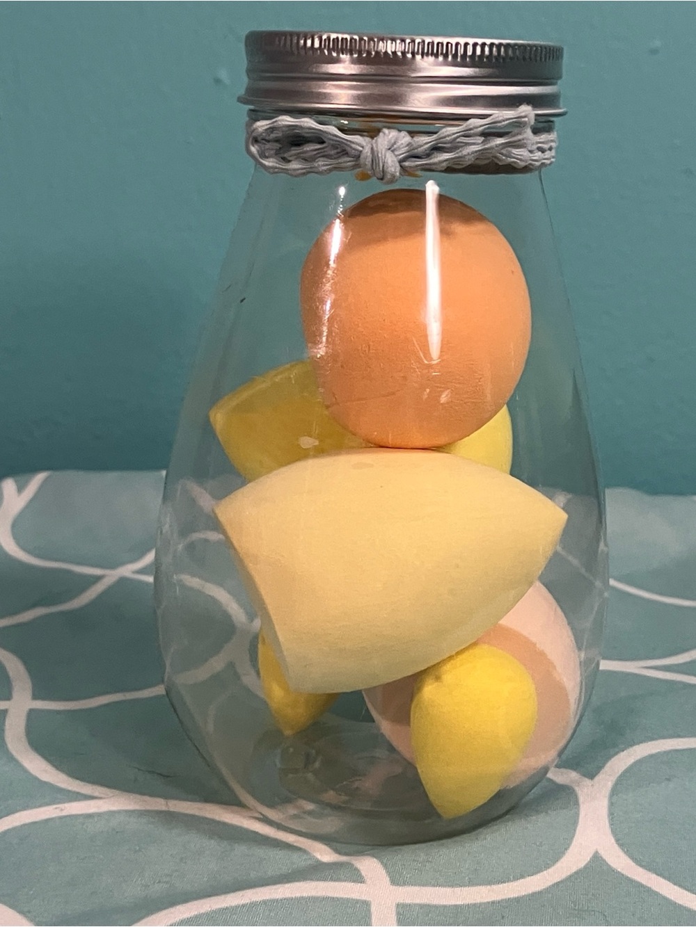 Decorative Jar with Yellow and Orange Beauty Blenders